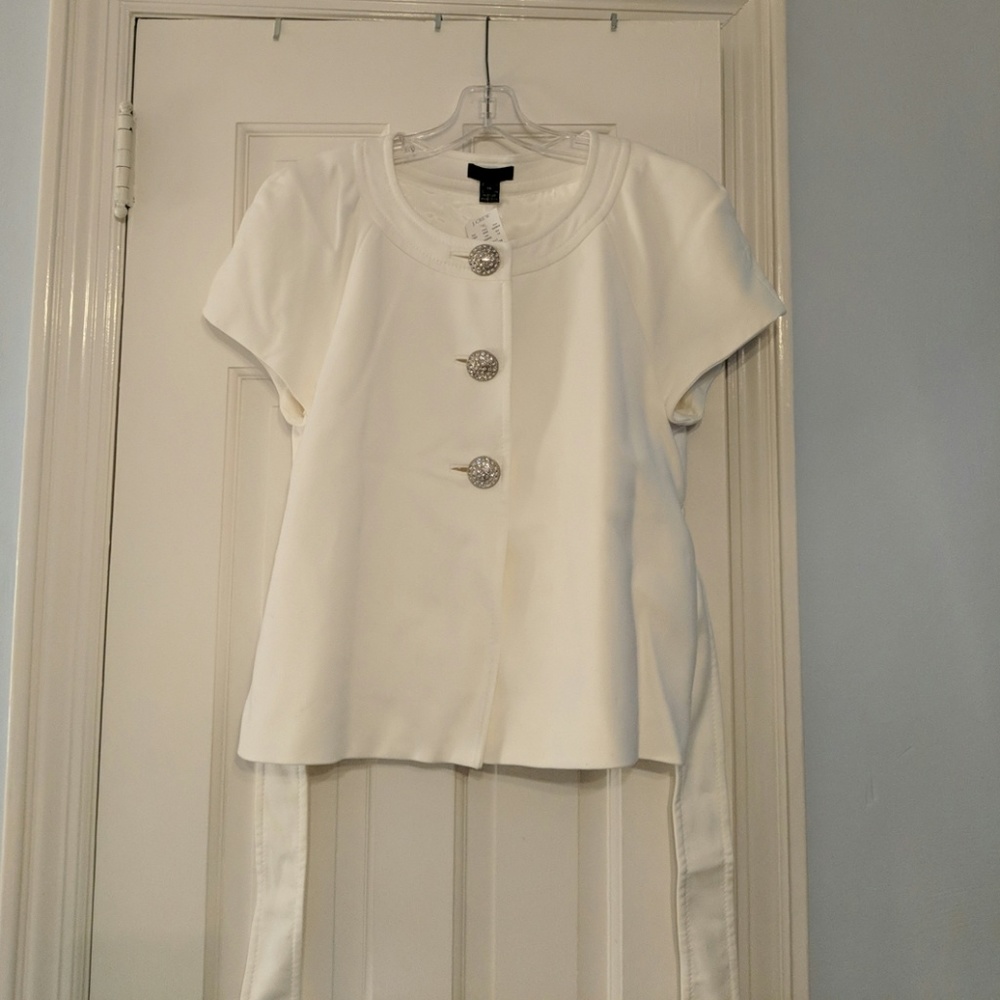 NWT J. Crew rhinestone button short sleeve jacket